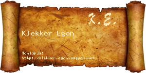 Klekker Egon névjegykártya